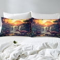 thumbnail image 4 of Dinosaurs Bed Sheets Set 3D Dinosaur King Sheet Set,Sunset Jungle Woodland Animals Sheets Rainforest Dino Bedding Set,Volcanic Dinosaurios Room Decor, 4 of 5