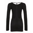 thumbnail image 6 of Backless Chic Fashion Skinny Sexy Long Sleeve Short Dress Women Rave Baddie Clubwear Black Solid Party Dresses, 6 of 8
