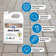 Rainguard Water Sealers Stone Sealer, Penetrating Protection Against Moisture Damage and Stains, For All Stone Surfaces, Silane/Siloxane Waterproofer, Natural Finish, Ready to Use, 1 Gallon
