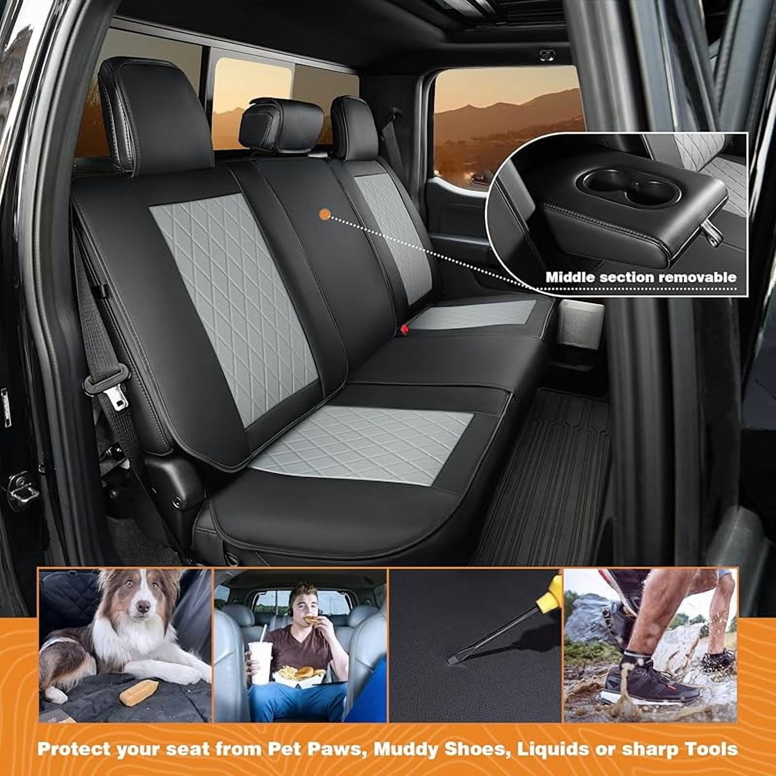 Seat Covers for 2009-2025 Ford F150 SuperCrew & 2017-2025 F250/F350/F450 Super Duty Crew Cab Pickup XL XLT Lariat King Ranch | Custom-Fit Front Seat Covers(Beige)