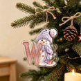 thumbnail image 4 of romoty Personalized Christmas Letter Ornaments, Cute Purple Snowman Initial Pendants, 2D Flat Acrylic Monogram Tree Car Mirror Decor, 4 of 7