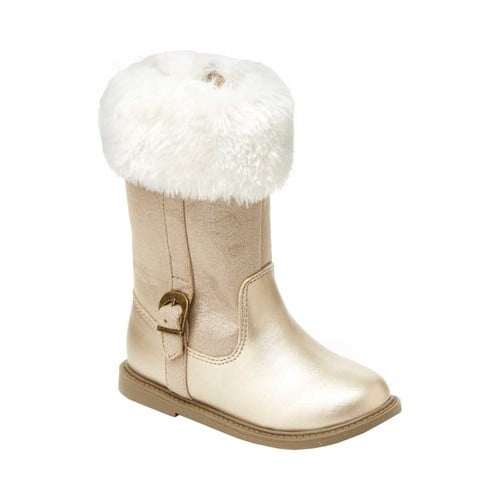 Carters Fur & Suede Toddler Girl Boots ~ Side Zipper Size 6 & 7 Fun Fashion Boot