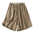 thumbnail image 2 of uublik Women Shorts Linen Super Soft Summer Savings with Pockets Lounge Shorts Khaki, 2 of 4