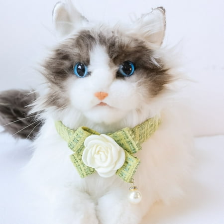 Lhujing Adjustable Dog Collar 3D Camellia Flower Pet Necklace-Faux Pearl Bowknot Dog Jewelry Necklace Wedding Decor-Pet Accessories