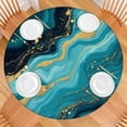 thumbnail image 2 of Blue and Gold Marble Sparkle Waves Pattern Round Fitted Tablecloth with Elastic Edge,Dining Table Cover Waterproof,Outdoor Round Tablecloth for Camping,Dining,Indoor and Outdoor, 2 of 7