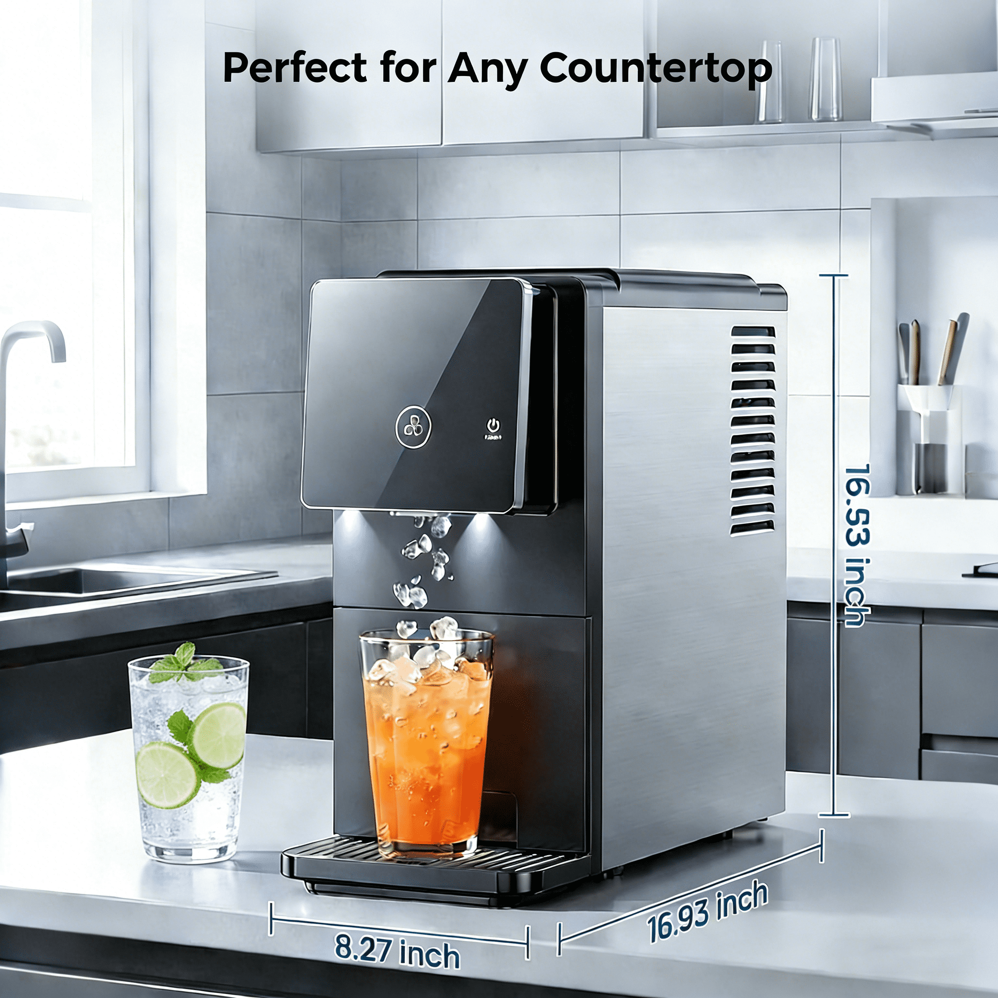 LHRIVER Nugget Ice Maker Countertop, Pebble Ice , 35Lbs/24H, Self-Cleaning, Black