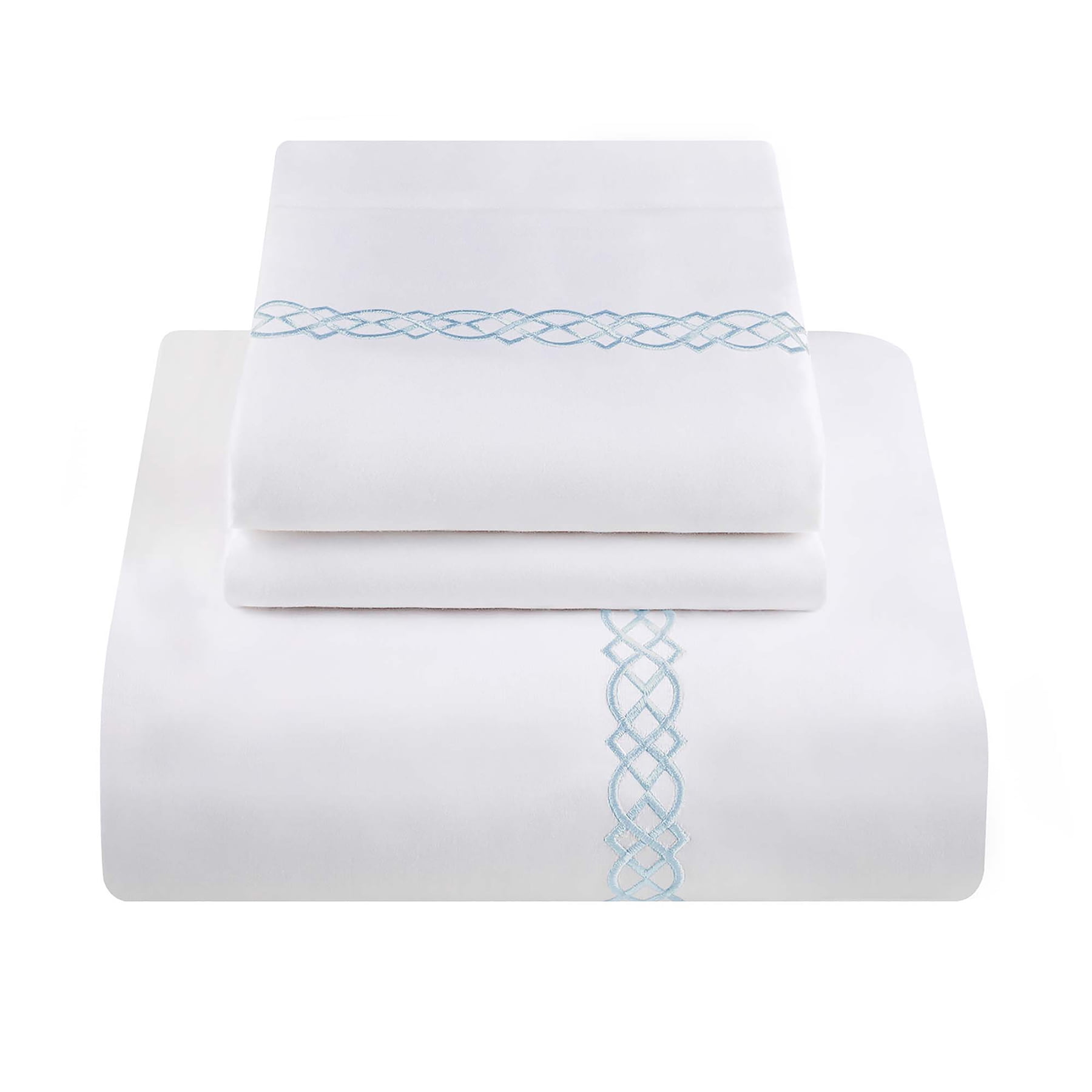 Superior Egyptian Cotton Embroidered Duvet Cover Set, King/ Cal King, Blue