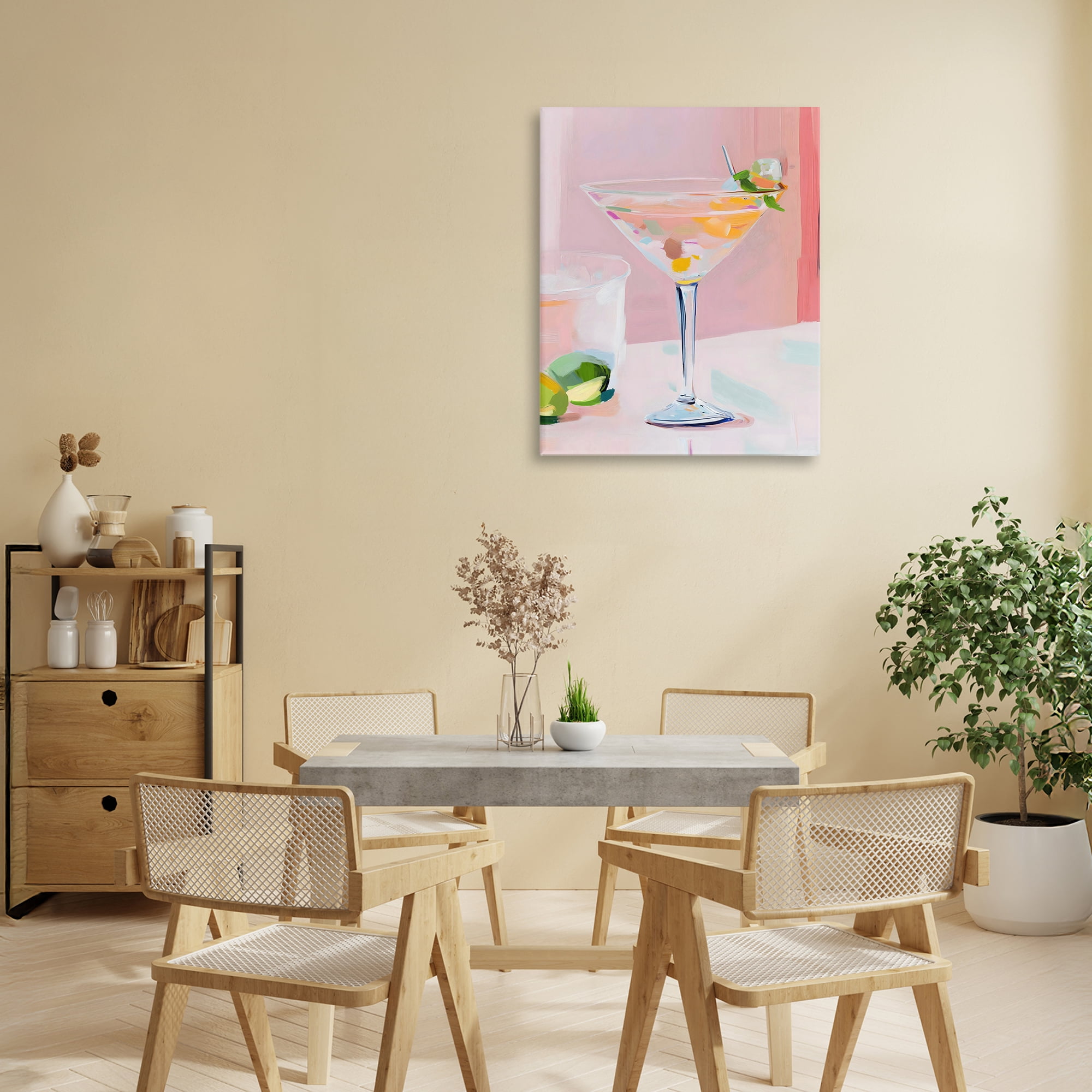 Stupell Industries Pink Martini Bar with Lime Canvas Wall Art, design by The Prints Vibe