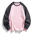 thumbnail image 4 of XRoczxe Men Raglan Color Block Long Sleeve T-Shirt, Casual Crew Neck Contrast Pullover Top, Loose Fit Basic Layer Shirt for Winter Daily Wear Pink, 4 of 5