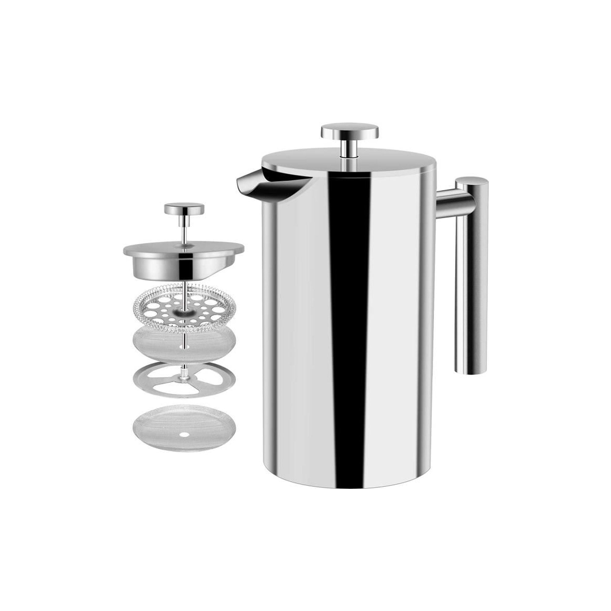 French Press Coffee Maker Stainless Steel,34oz DoubleWall Metal Insulated Coffee Press &Tea