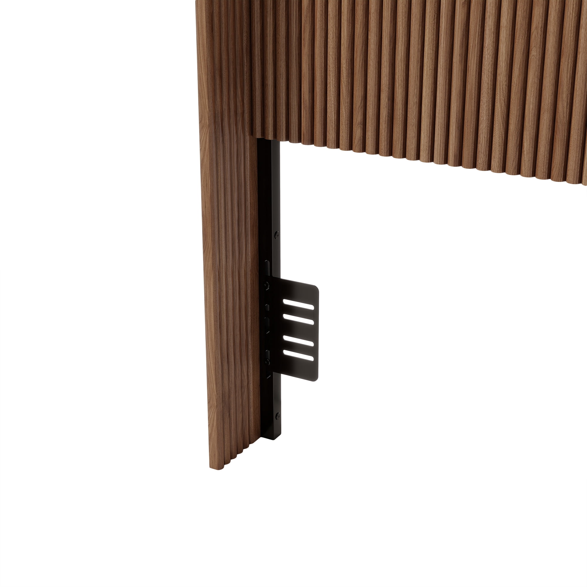 Fluted Headboard Queen Size 61.57 Inch, Freestanding Wooden Bed Headboard with Adjustable Brackets, Vertical Ribbed Headboard for Twin Full Queen Bed, Walnut