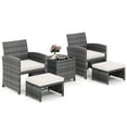 thumbnail image 2 of Costway 5 Pieces Patio Furniture Set PE Wicker Outdoor Lounge Chairs with 2 Ottomans White, 2 of 7