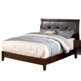 thumbnail image 7 of Bed Frame King Size Bed Brown Cherry Solidwood 1pc Bed Bedroom Button Tufted Headboard Contemporary Furniture, 7 of 7