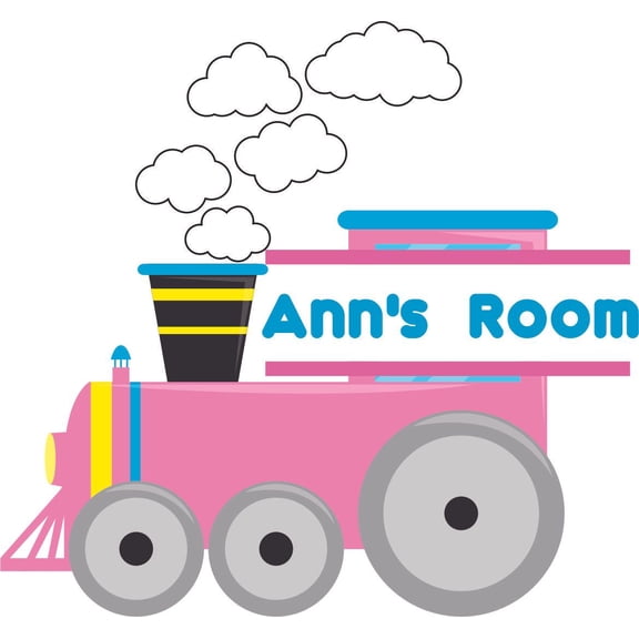 Custom Name Vinyl Wall Decal for Home - Girls Pink Train Whistle Horn Cute Wall Décor Bedroom Living Room Entry - Personalized Text Removable High Tact - Size: 30 In x 30 In