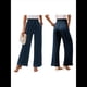 thumbnail image 3 of Pantalones de Salón Anchos para Mujer con Bolsillos, Cintura Alta, Ajustables, con Nudo y Holgados. Azul Marino XL, 3 of 7