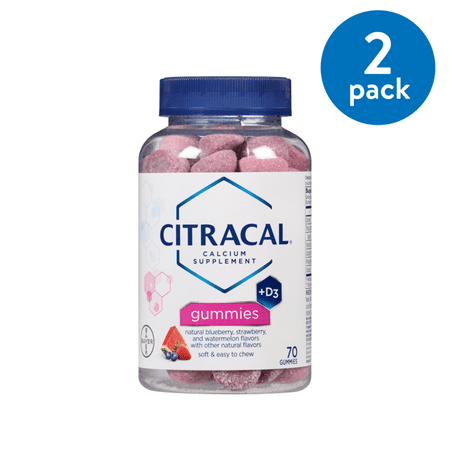 (2 Pack) Citracal Calcium Gummies with Vitamin D3, 70 (Best Calcium Supplement For Teens)
