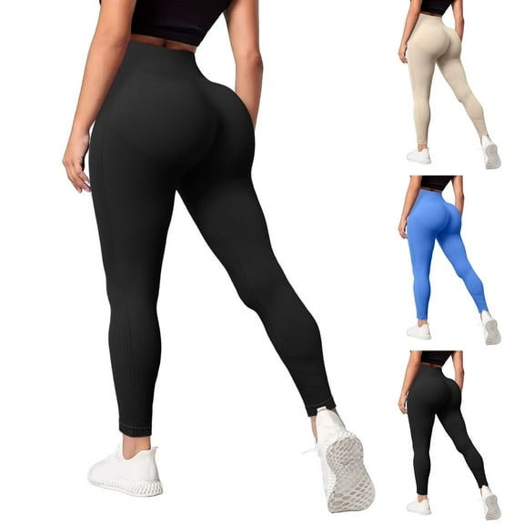 COMVALUE Yoga LeggingsWomen's Butt Lifting High Athletic Pants Tummy Control Ruched Leggings Pants (White, S)