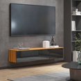 thumbnail image 2 of HOMCOM Meuble Télé Mural avec Rangement, Console Multimédia Flottante, Brun, 2 of 10