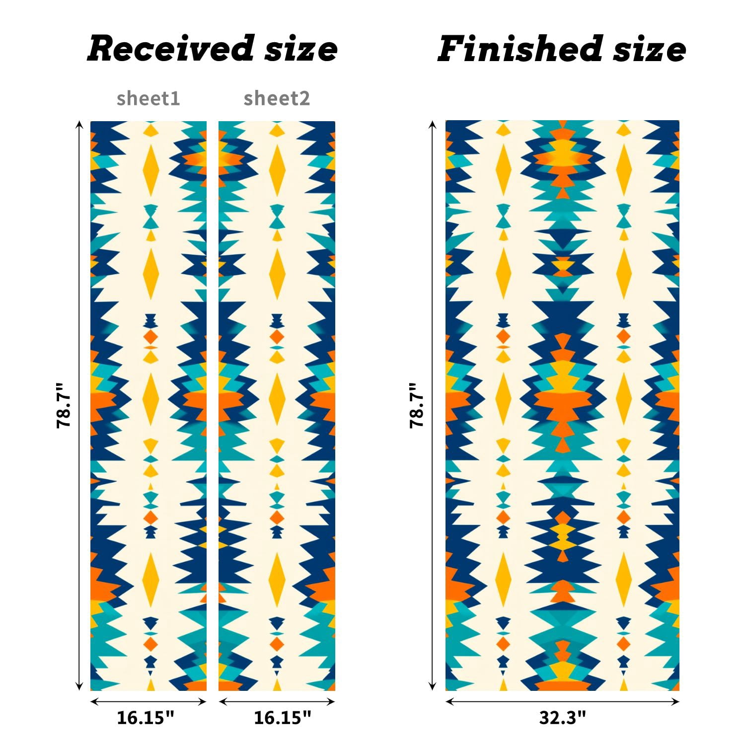 Self Adhesive Vinyl Refrigerator Wrap Set Timeless bohemian diamonds southwestern style blue teal Door Mural Removable Fridge Sticker Peel and Stick&nbsp;Full Door Cover Decal Kitchen Bar Decor
