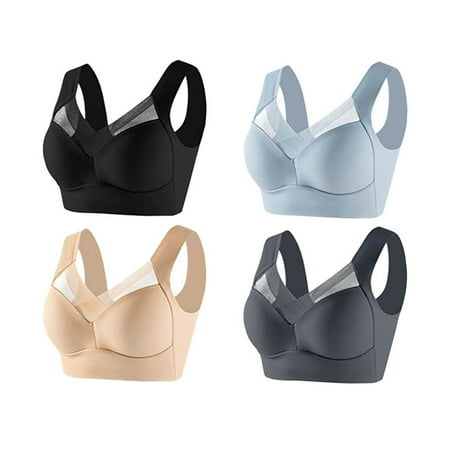 HYSYSB Tank with Built in Bra for Women balconette Bras for Women tank Top backless Bra posture Correcting Bra Wireless Push Up Bra Breathable Deep Cup Bra pull On Bras for Women No Hooks B 2XL