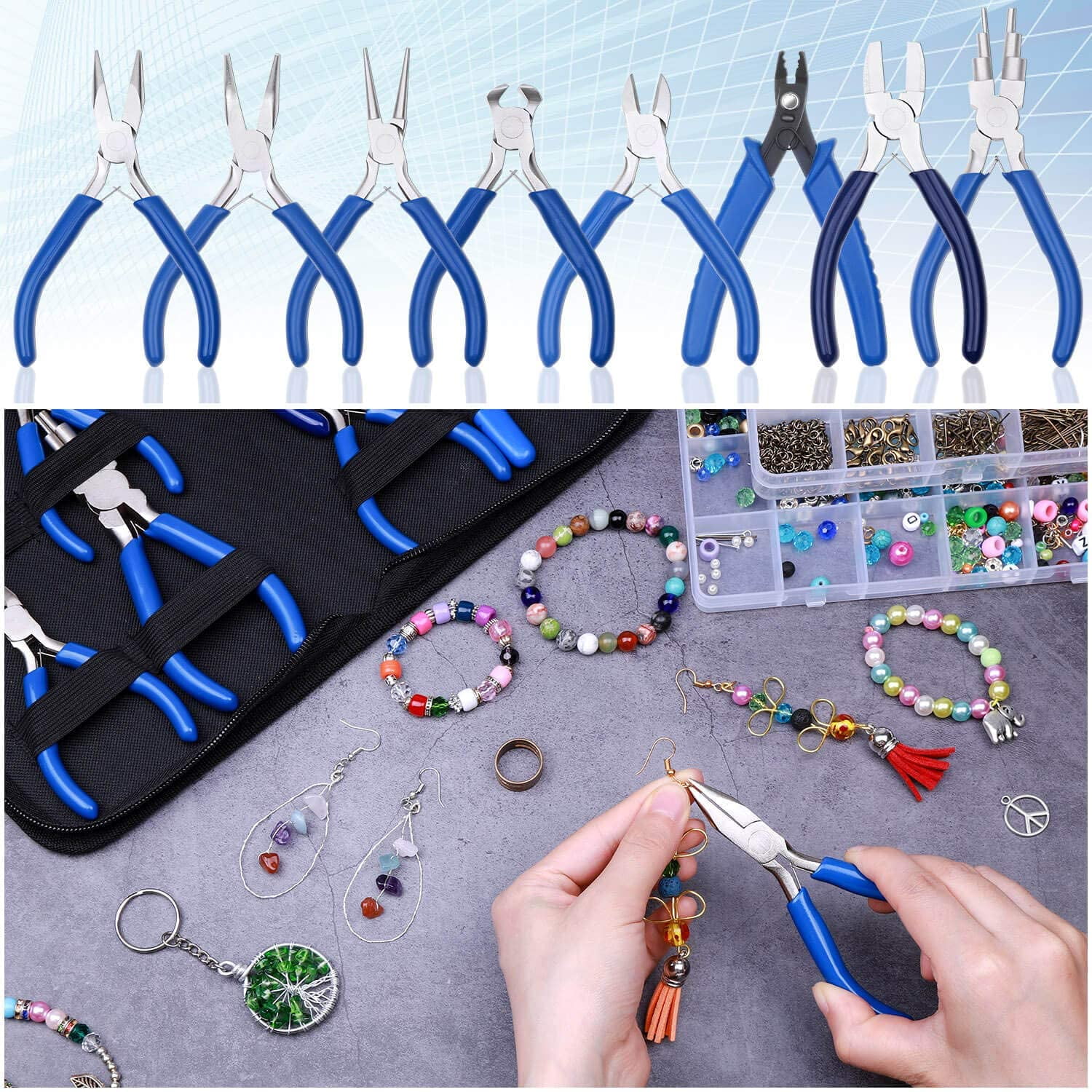 Jewelry Making Pliers Tools, 8pcs Micro Jewelry Pliers Set for Jewelry Making Supplies