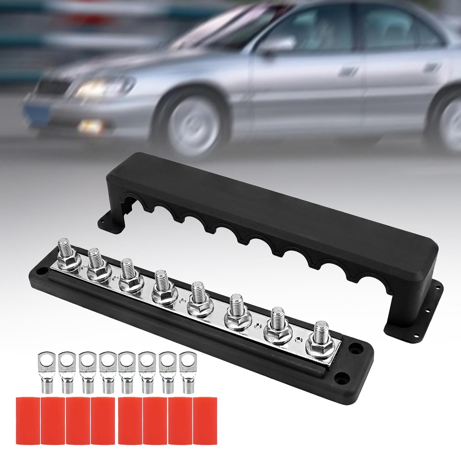 funtasica Power Distribution Block Bus Bar Terminal Block Part Replacement Upgrade Design 12-48V Battery Busbar 300A for Cars Boat Black