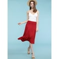 thumbnail image 5 of Made by Johnny Women's Lightweight Fold Over Flared Midi Skirt M RED, 5 of 6