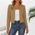 thumbnail image 4 of Vmvidoty Long Sleeve Shrug Top for Women's Collarless Pleated Open Front Cropped Cardigan Khaki S, 4 of 6