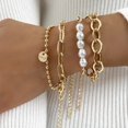 thumbnail image 2 of Conjunto de pulseras de cadena cubana Curb Punk a la moda, brazaletes de abalorios de Color dorado grueso bohemio para mujer, regalos, joyería de moda 2022 Tan Jianjun  unisex, 2 of 2