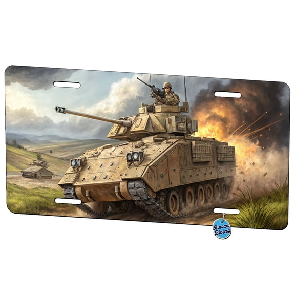 Bradley Fighting Vehicle US Army Armor Metal Novelty License Plate