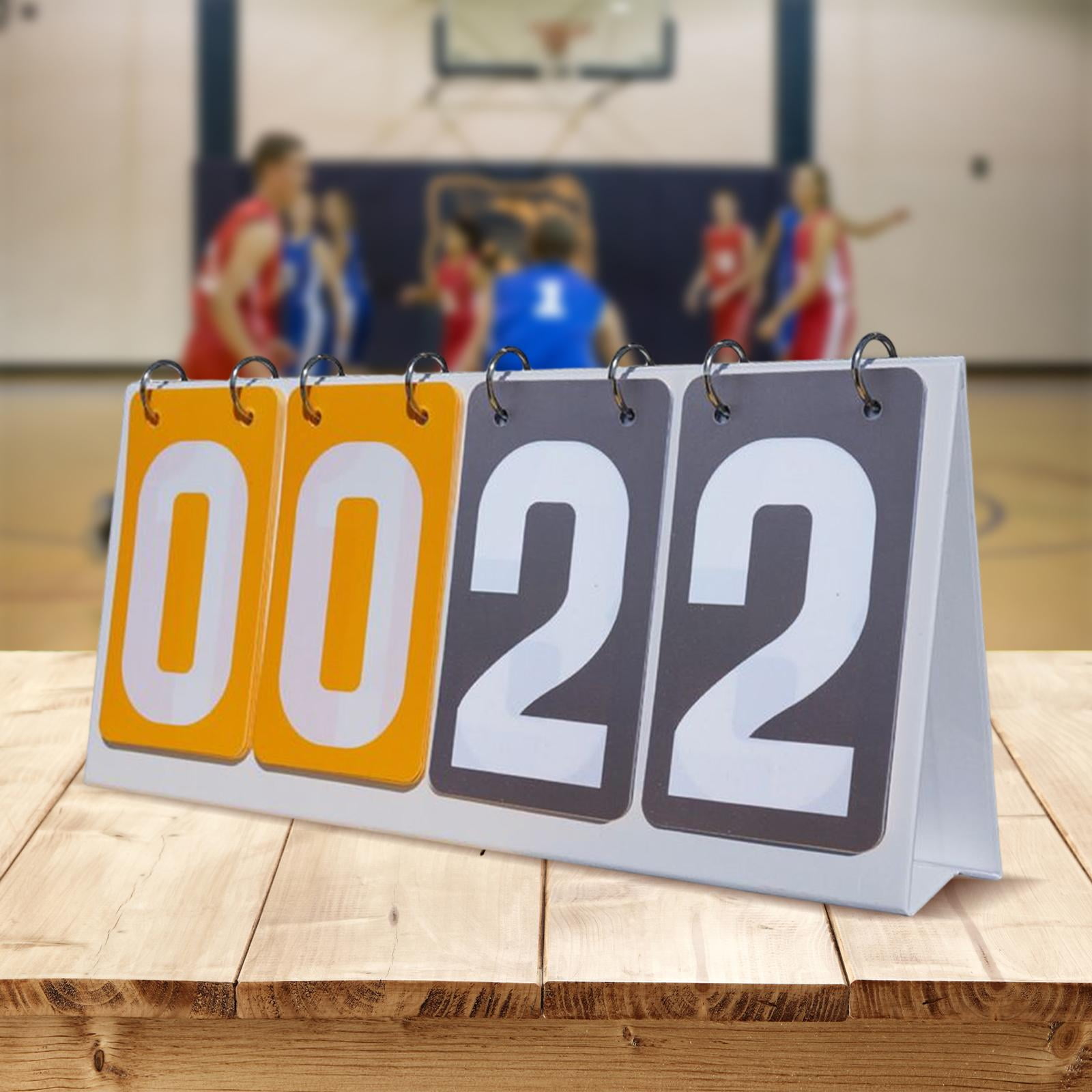 4 Digit Score Board Scoring Scorekeeper Competition Game Tabletop Scoreboard for Basketball Football Volleyball , Yellow Gray