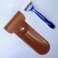 thumbnail image 4 of Estuche de maquinilla de afeitar de viaje Sunnimix Caja de afeitadora de cuero PU marrón, 4 of 8
