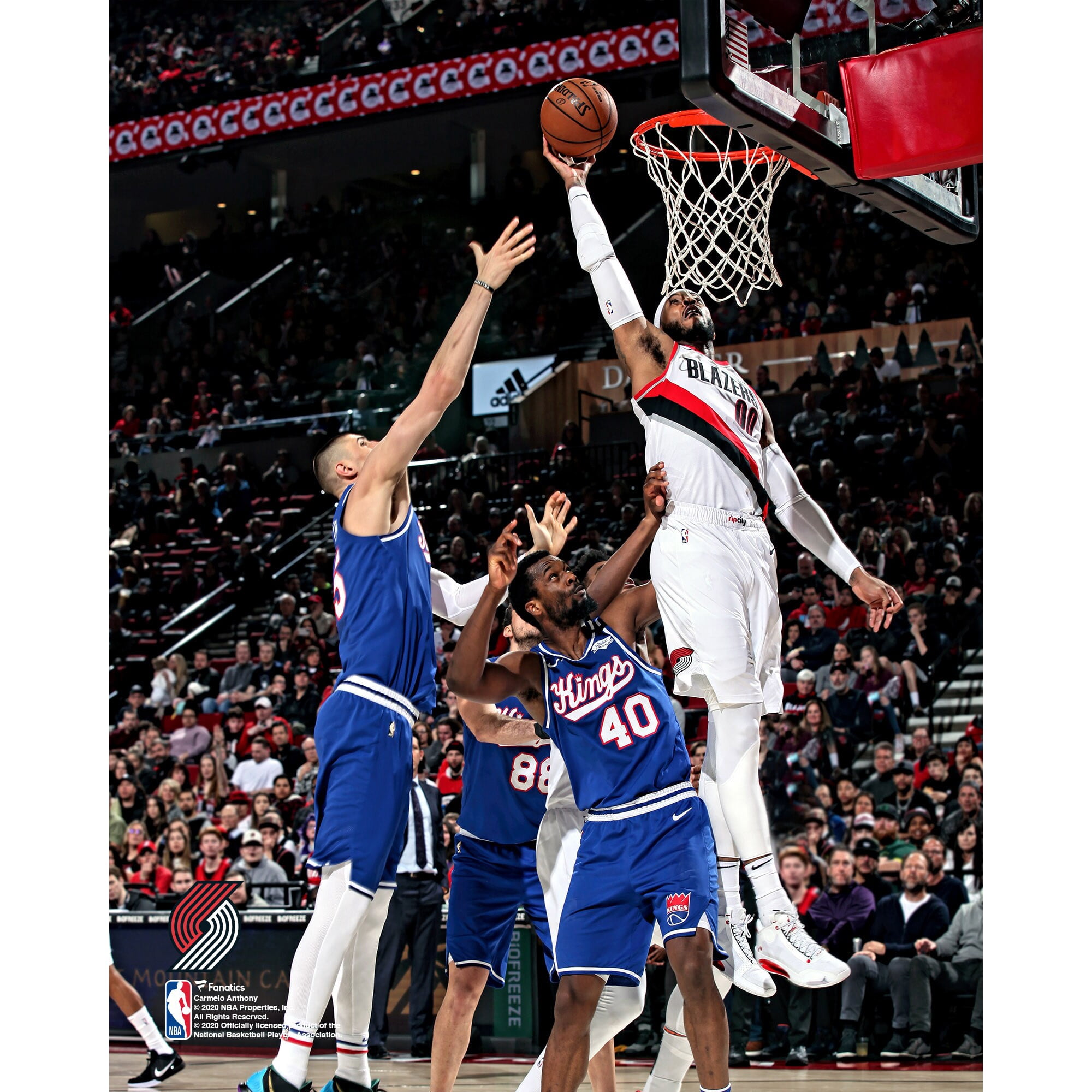 Carmelo Anthony Portland Trail Blazers Unsigned Dunk vs. Sacramento Kings Photograph