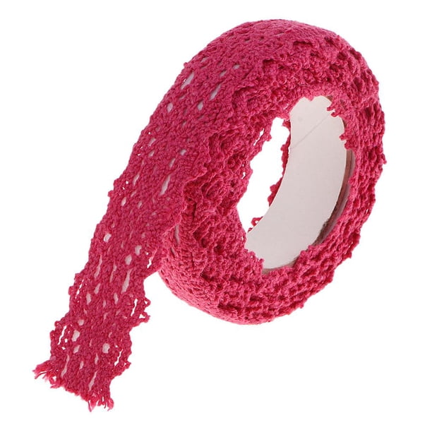 Cinta de encaje de tela de 15 mm, estilo coreano, decorativa, para manualidades, rollo de cinta de encaje, 2 yardas Rosa roja