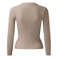 thumbnail image 3 of Aayomet Cardigan For Women Lightweight Women's Chiffon Contrast Knit Sweater Long Sleeve Ruffle Trim Slim Fit Pullover Sweater Top,Khaki M, 3 of 5
