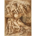 thumbnail image 3 of Hendrick Goltzius 19x24 Black Modern Framed Museum Art Print Titled - Venus and Mars Surprised by Vulcan (1585), 3 of 5