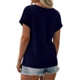 thumbnail image 3 of Langwyqu Womens Color Block Short Sleeve Tops Casual Summer T-Shirt, 3 of 3