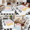 thumbnail image 5 of 5'x7' Area Rugs for Living Room Bedroom, Happy Easter Washable Rug Carpet Runner Indoor Outdoor, Cute Lovely Colorful Rabbits Black White Plaid Non Slip Floor Mats Area Rug for Kitchen, Nursery, 5 of 8