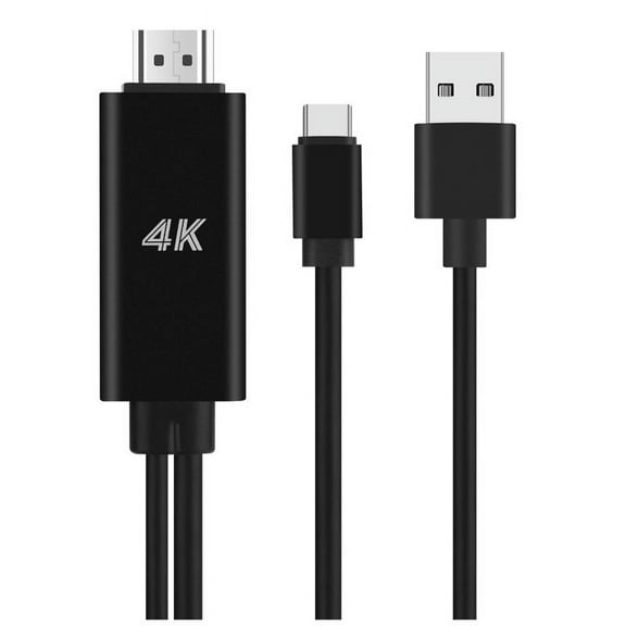 2 in 1 USB C 3.1 Type-C to -Compatible 4K 30Hz Adapter Cable with USB Power for Phone Connected to Projector TV