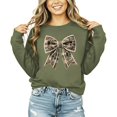 thumbnail image 6 of Ink Printed Image NOT Fabric and Pearls Camo Coquette Bow with Pearl Trim Sweatshirt Army Green Sweatshirt Adult Large, 6 of 8