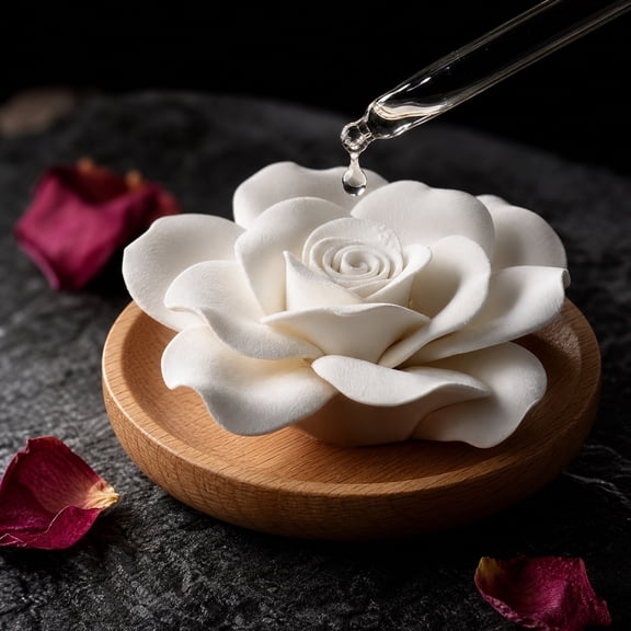 HAJAGP Porcelain Flower Aromatherapy Diffuser, Ceramic Essential Oil Diffuser for Bedroom, Living Room, Office and Spa (Style A)