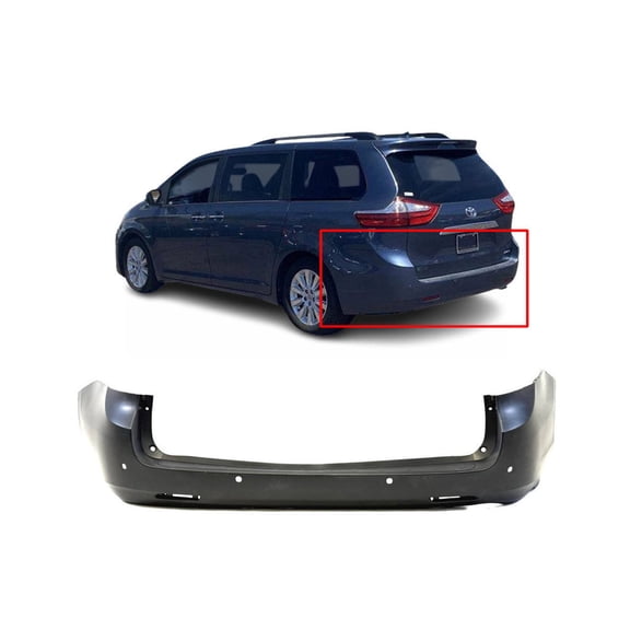DCP Rear Bumper Cover For 2011-2017 Toyota Sienna W/Park Holes Primed TO1100285