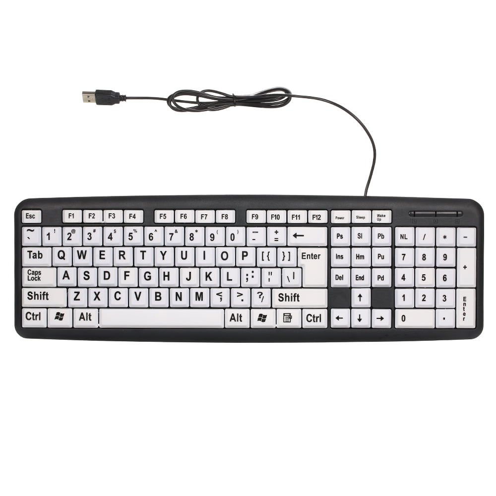 PERG Rate cavo USB tastiera per Low Vision utente con grandi tasti bianchi lettere nere per alte uomini