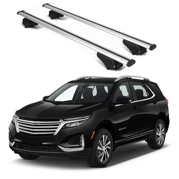 ERKUL Roof Rack Cross Bars for Chevrolet Chevy Equinox 2018-2024 | Aluminum Crossbars with Anti Theft Lock for Rooftop | Compatible with Raised Rails - Silver