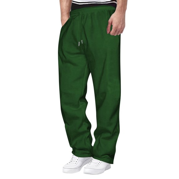 DPTALR Men's Fashion Solid Sports Jogger Sweatpants Long Pants,Green,Big Men's,Tall Men's XXL,Young Men's