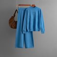 thumbnail image 2 of AINIYS Women's 2 Piece Outfits Long Sleeve Knit Crewneck Sweater Top Casual Wide Leg Pants Loungewear Sets Blue Free Size, 2 of 3