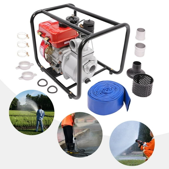 TFCFL 196CC 2'' Water Pump with 7.5m Pipe 4L Diesel Powered Water Transfer Irrigation Pump 3600rpm