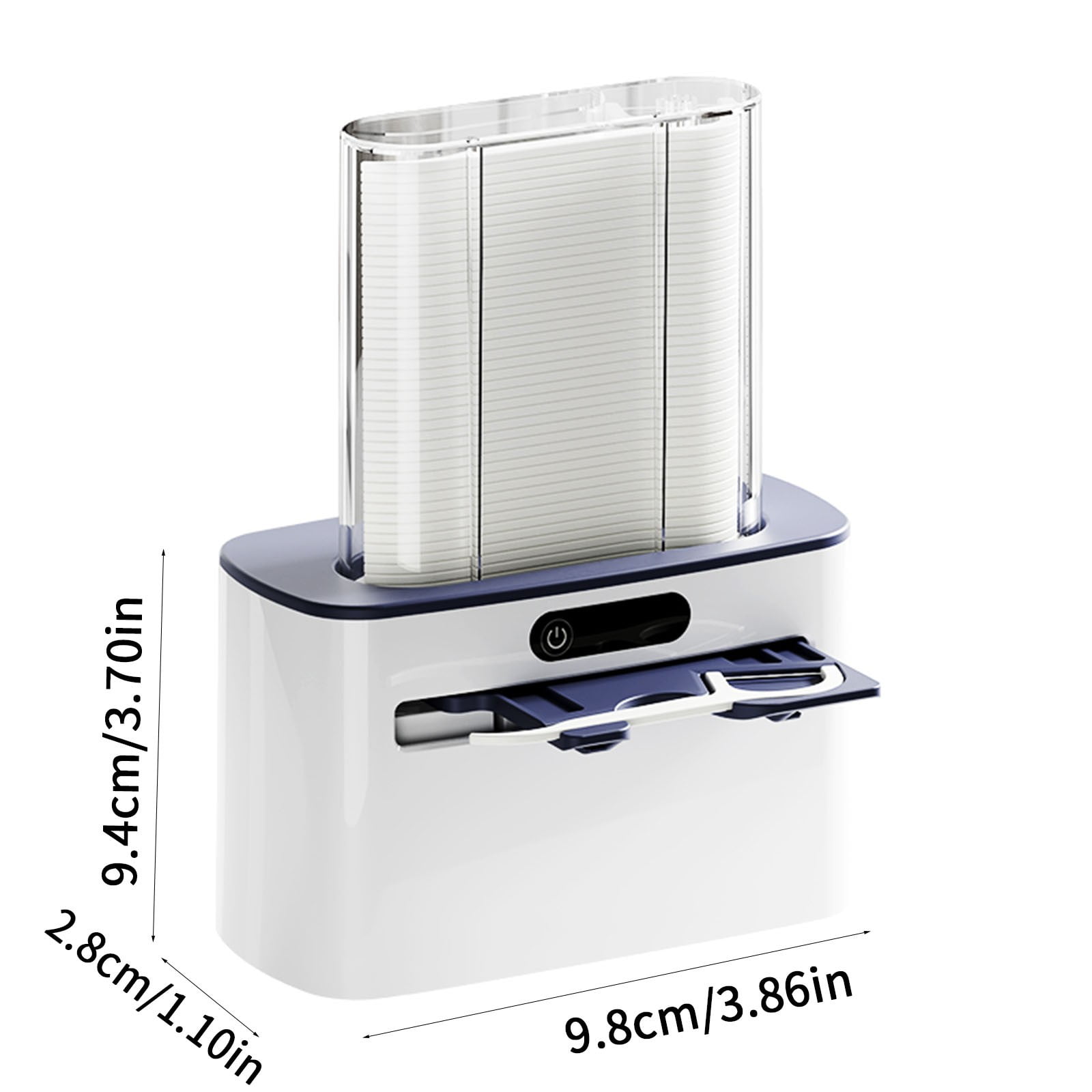 Automatic Floss Dispenser Box | Intelligent Sensor Floss Stick Storage | Rechargeable & Battery-Powered | ABS Plastic, 100 Floss Refill, Dark Blue/Light Gray/Gold | Home, Restaurant, Hotel Hygiene