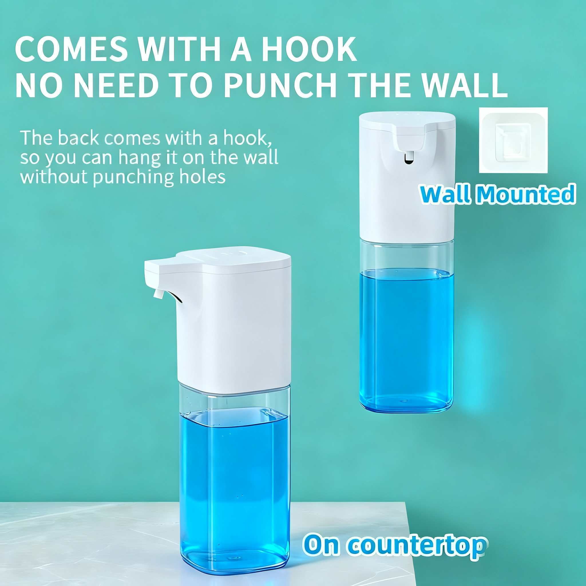 Rechargeable Automatic Sensor Liquid Soap Dispenser,350ML 12 oz Touchless Hand Sanitizer Dispenser with 4 Foam Levels, Long Battery Life,Wall Mount for Kitchen & Bathroom