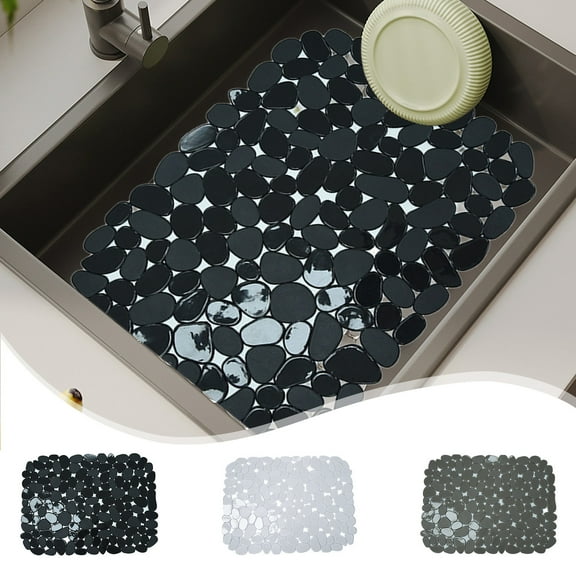 Kitchen Sink Mat, Non-Slip PVC Mat, Drainage Design, Bowl Cutlery Protection, Modern Style, Home Kitchen, Dishwashing Aid, Waterproof Surface TOPLIU